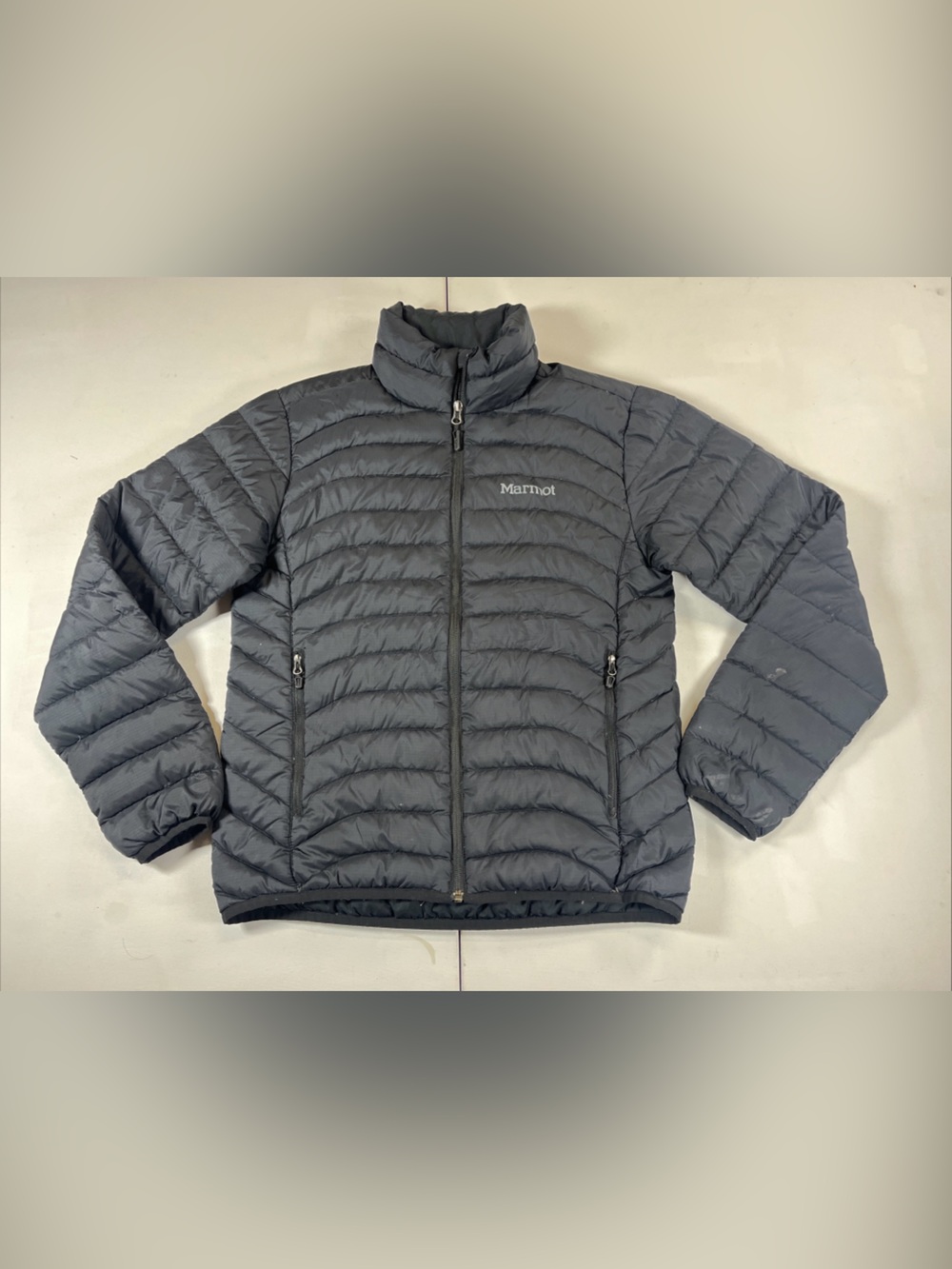 Marmot Puffer Jacket 600 Fill Down Tulles Black Snow Ski Full Zip Mens S